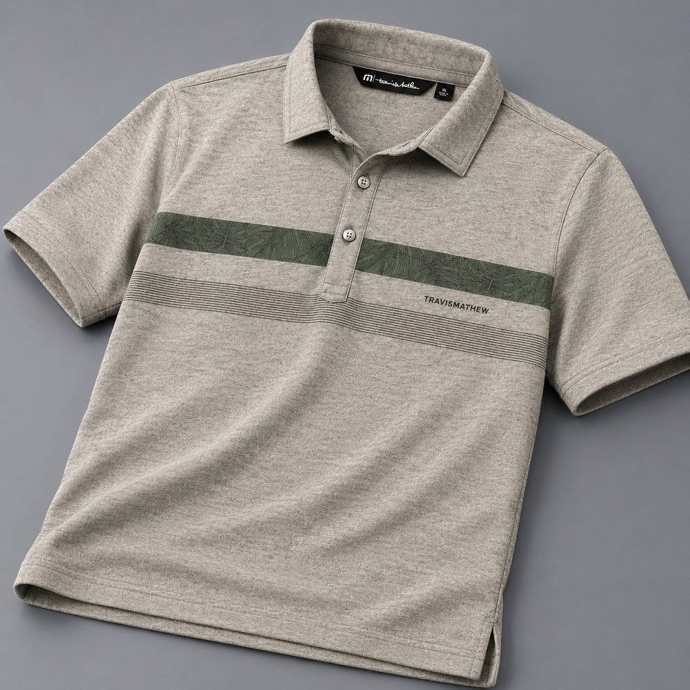 Travis Mathew  Golf Polo Shirt Mens XL Grey Performance Breathable L/S LOGO